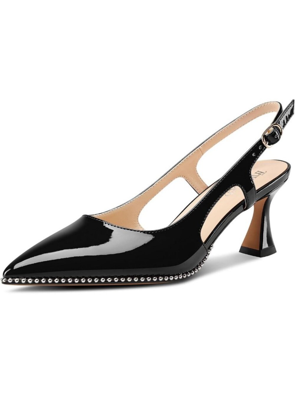 Chic Women's Kitten Heel Pointed Toe Slingback Pumps - Beaded Slip-On Dress